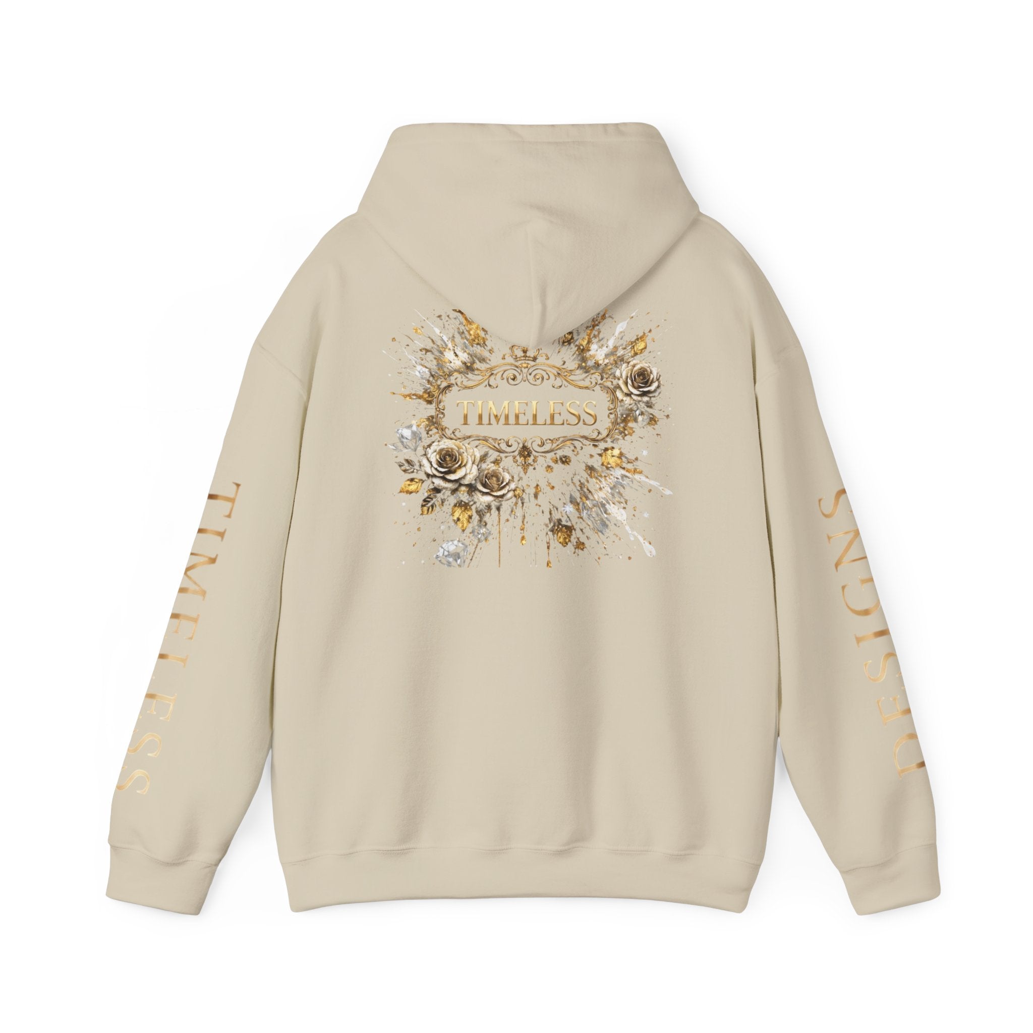 Timeless Floral Crest Hoodie — Elegant Graphic Hooded Sweatshirt