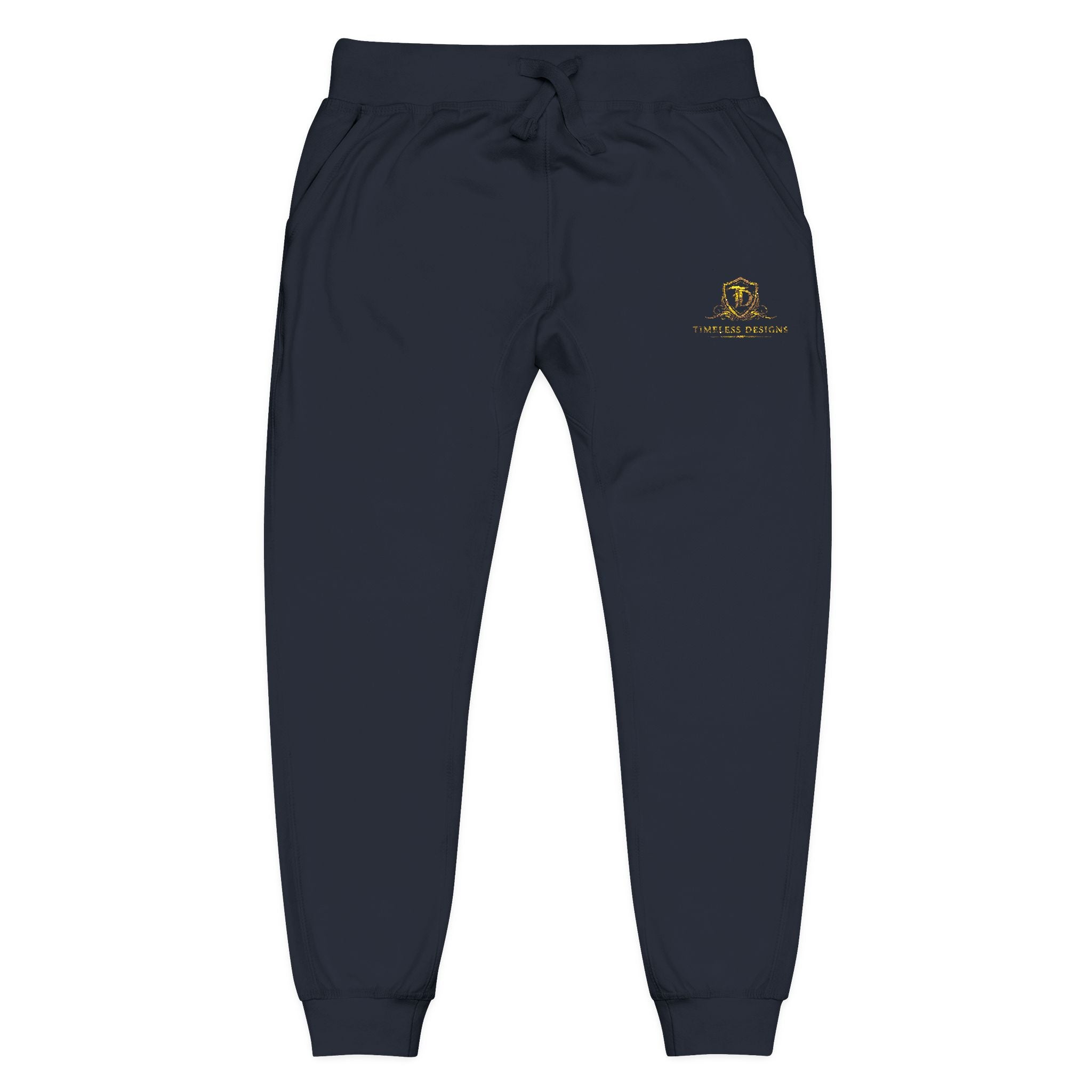 Embroidered Cozy Sweatpants — Minimal Sun Logo Fleece Joggers