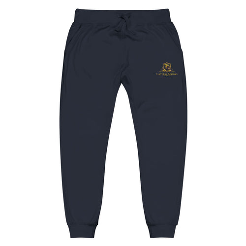 Embroidered Cozy Sweatpants — Minimal Sun Logo Fleece Joggers