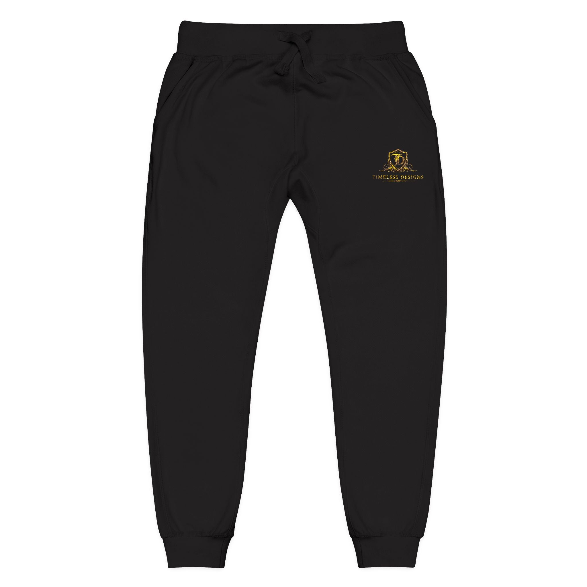 Embroidered Cozy Sweatpants — Minimal Sun Logo Fleece Joggers