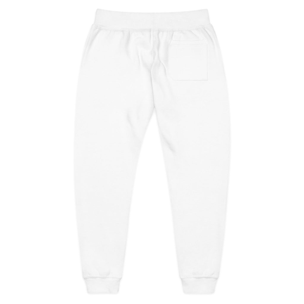 Embroidered Minimal Logo Fleece Sweatpants — Cozy White Joggers