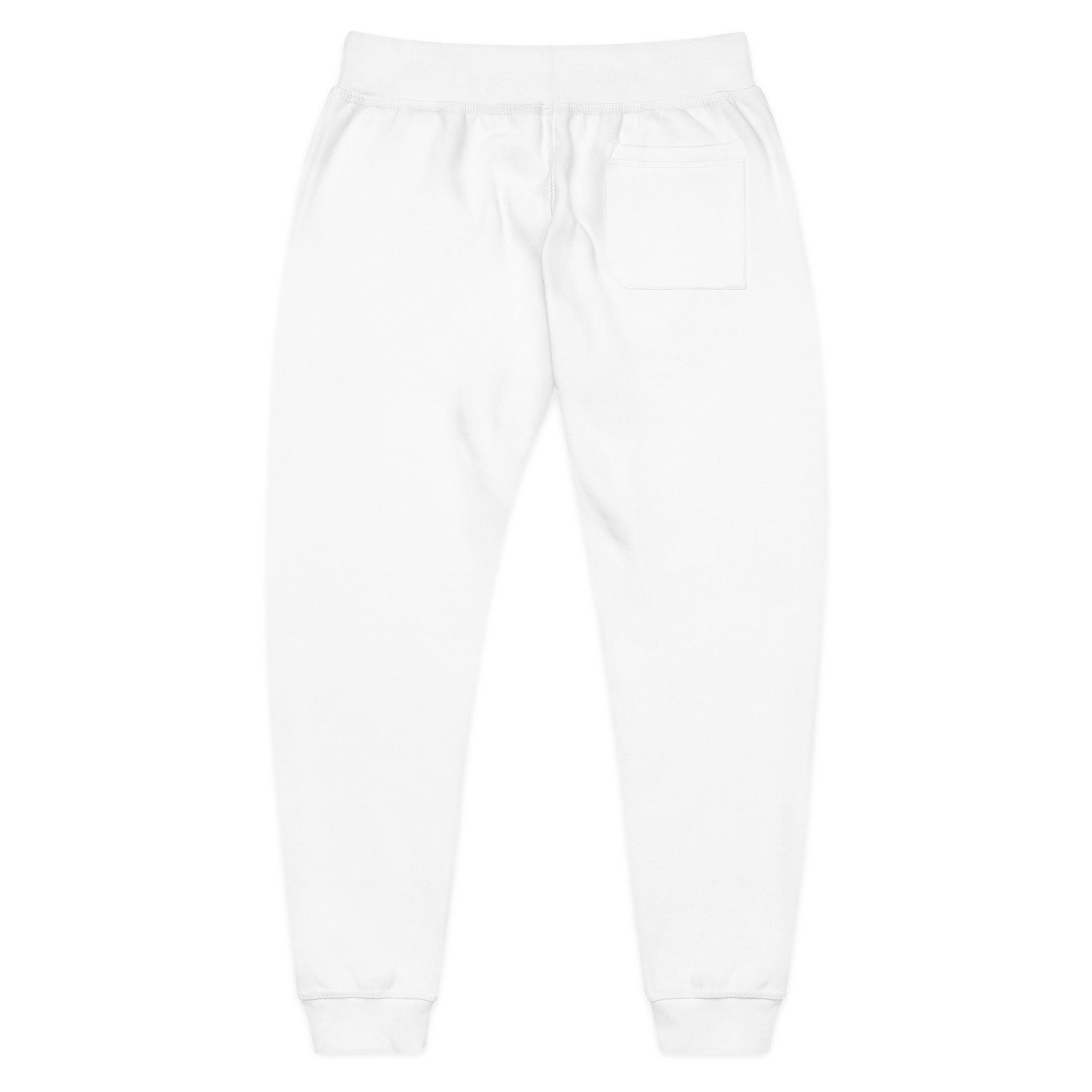 Embroidered Minimal Logo Fleece Sweatpants — Cozy White Joggers