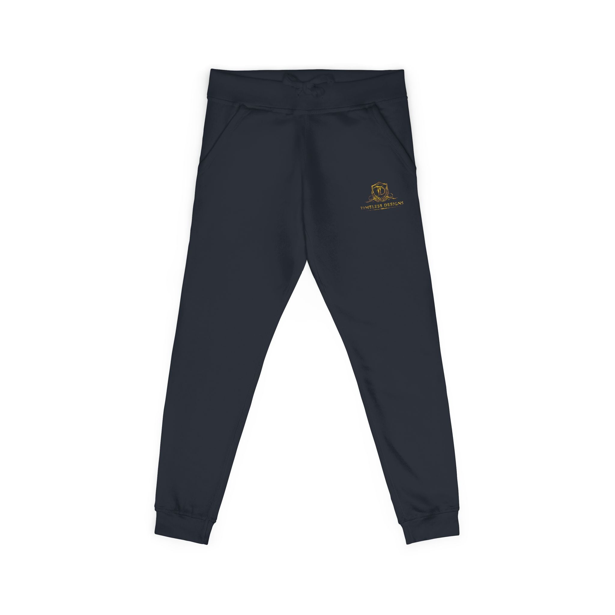 Embroidered Cozy Sweatpants — Minimal Sun Logo Fleece Joggers