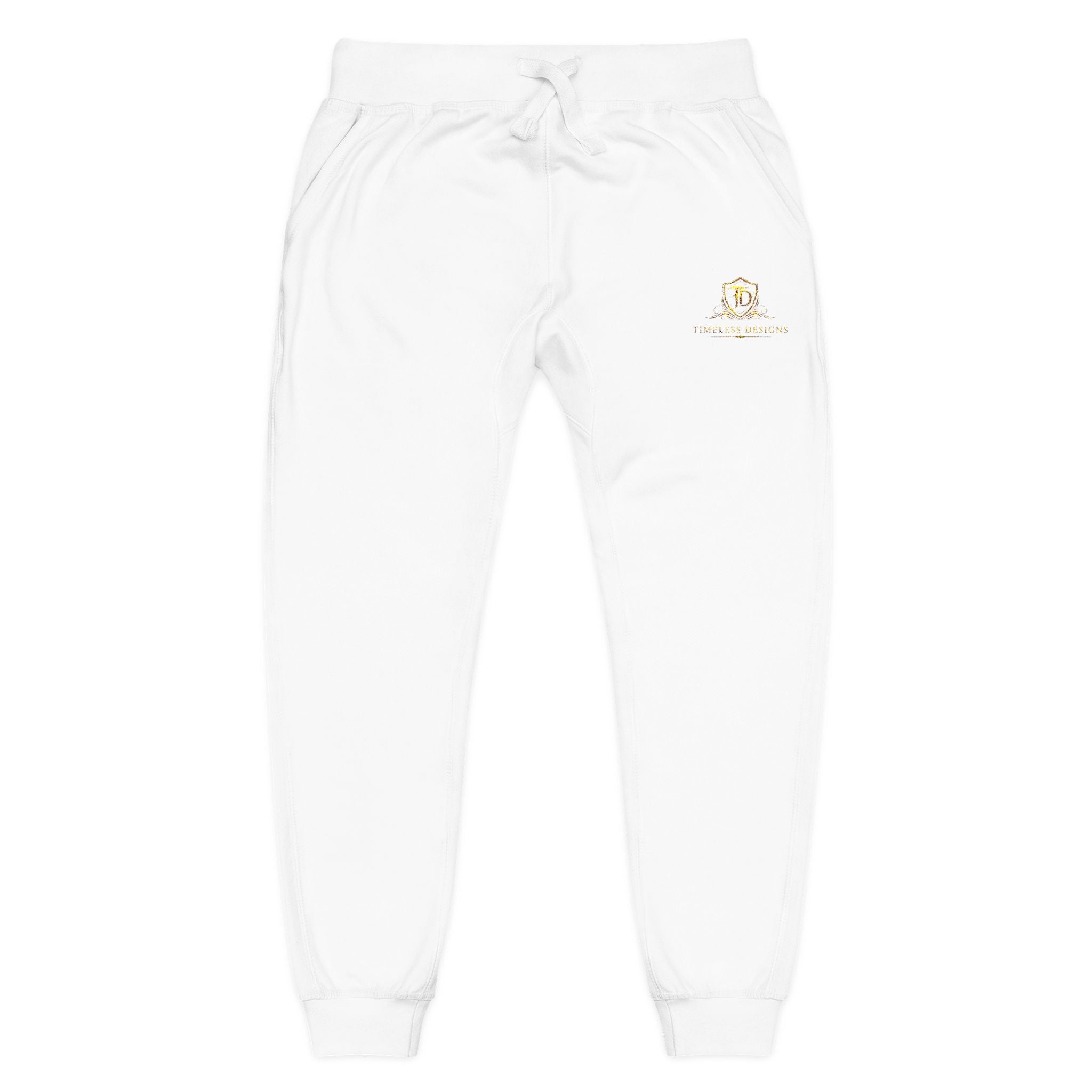 Embroidered Cozy Sweatpants — Minimal Sun Logo Fleece Joggers