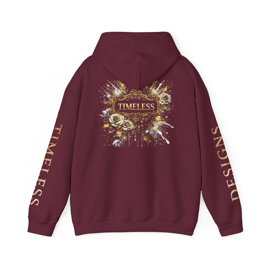 Timeless Floral Crest Hoodie — Elegant Graphic Hooded Sweatshirt
