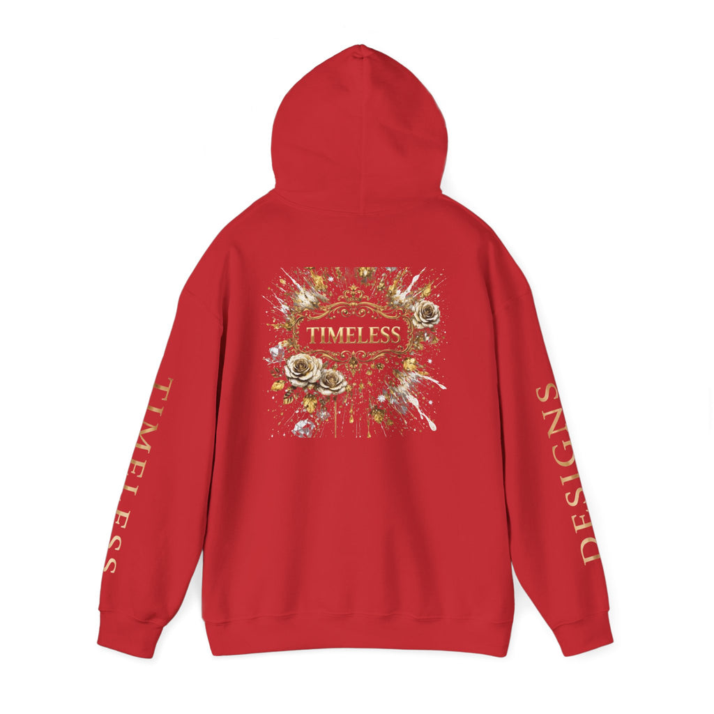 Timeless Floral Crest Hoodie — Elegant Graphic Hooded Sweatshirt