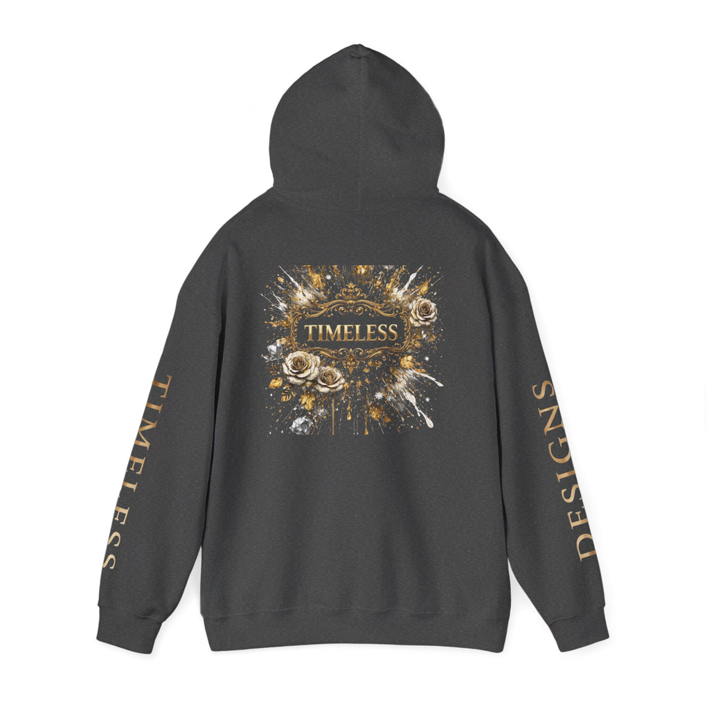 Timeless Floral Crest Hoodie — Elegant Graphic Hooded Sweatshirt