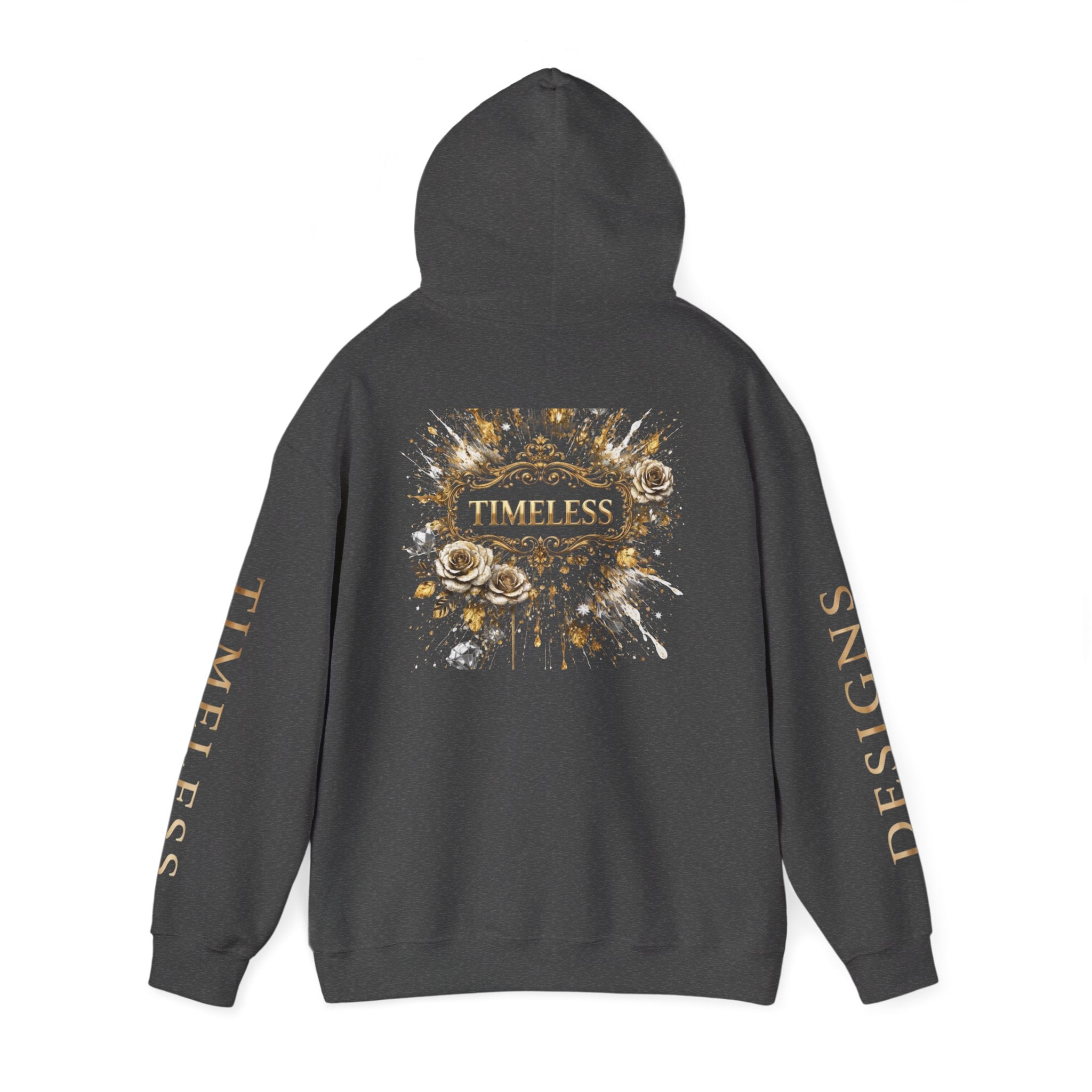Timeless Floral Crest Hoodie — Elegant Graphic Hooded Sweatshirt