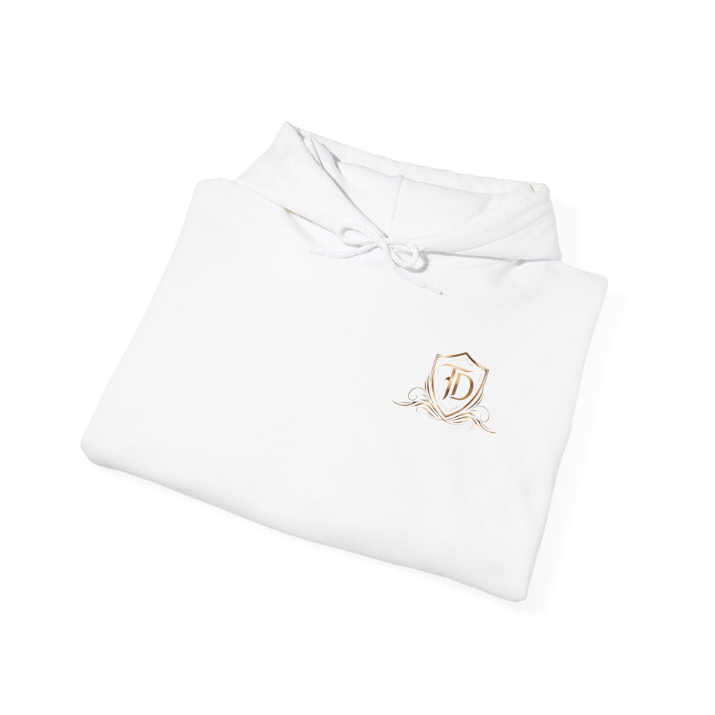 Timeless Floral Crest Hoodie — Elegant Graphic Hooded Sweatshirt