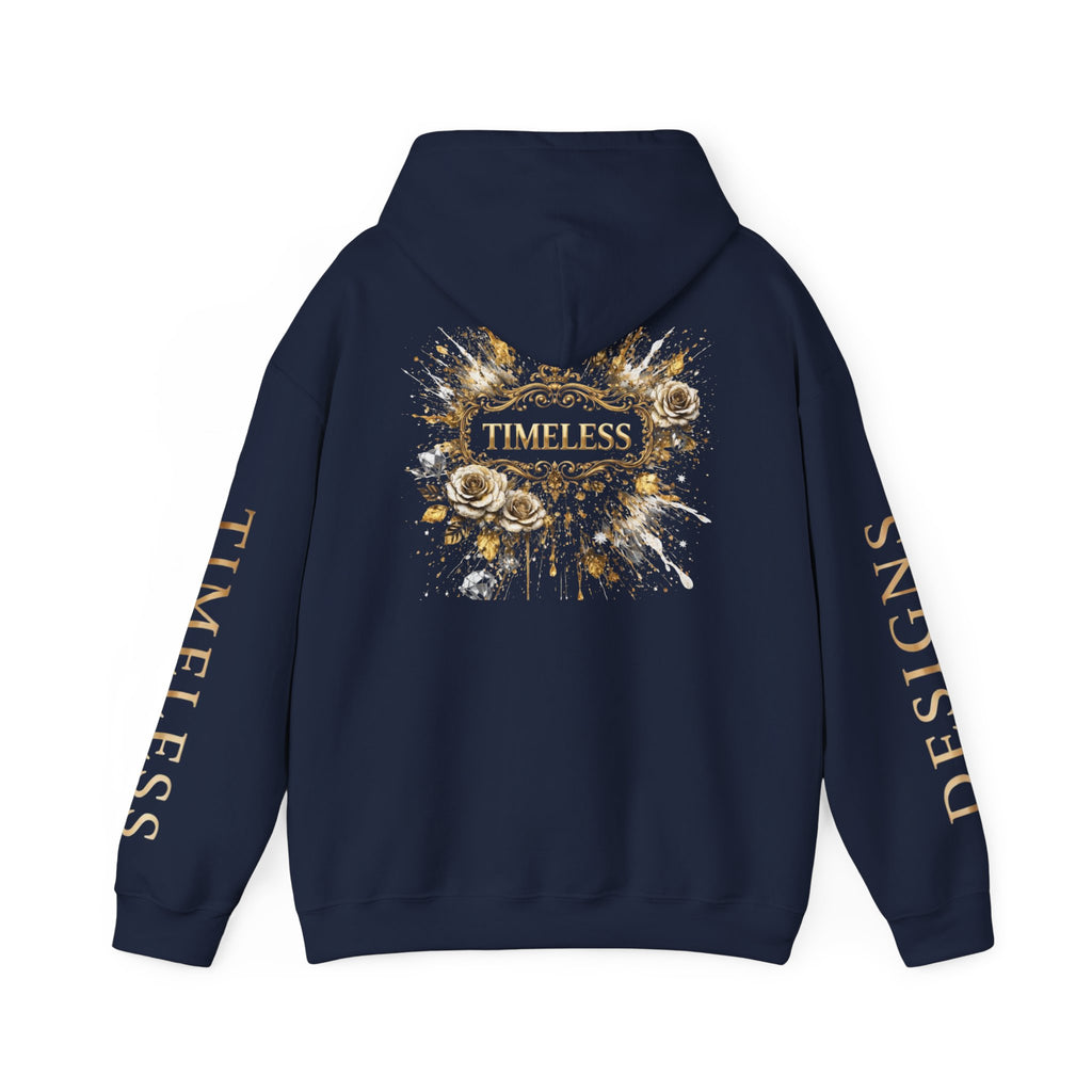 Timeless Floral Crest Hoodie — Elegant Graphic Hooded Sweatshirt