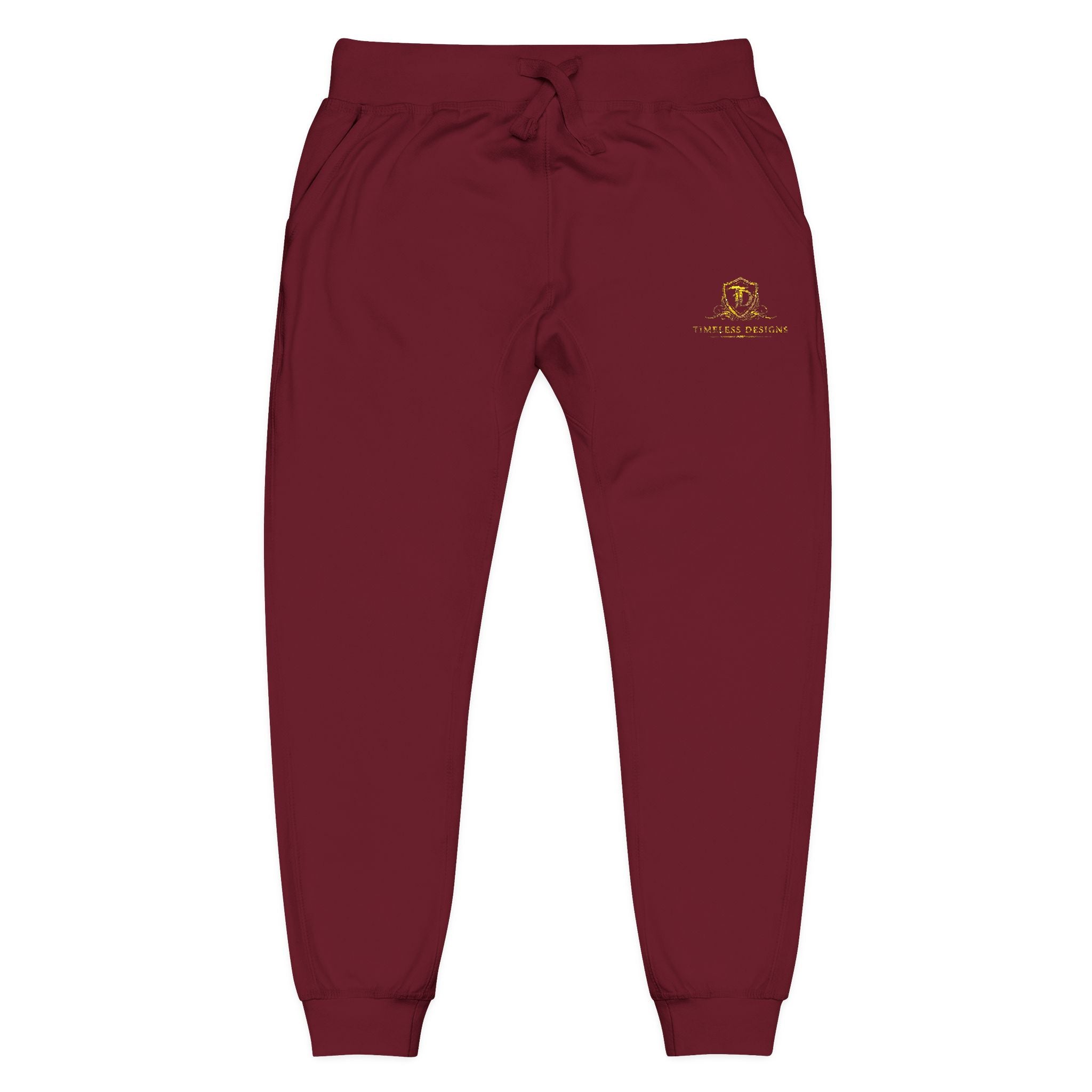Embroidered Cozy Sweatpants — Minimal Sun Logo Fleece Joggers