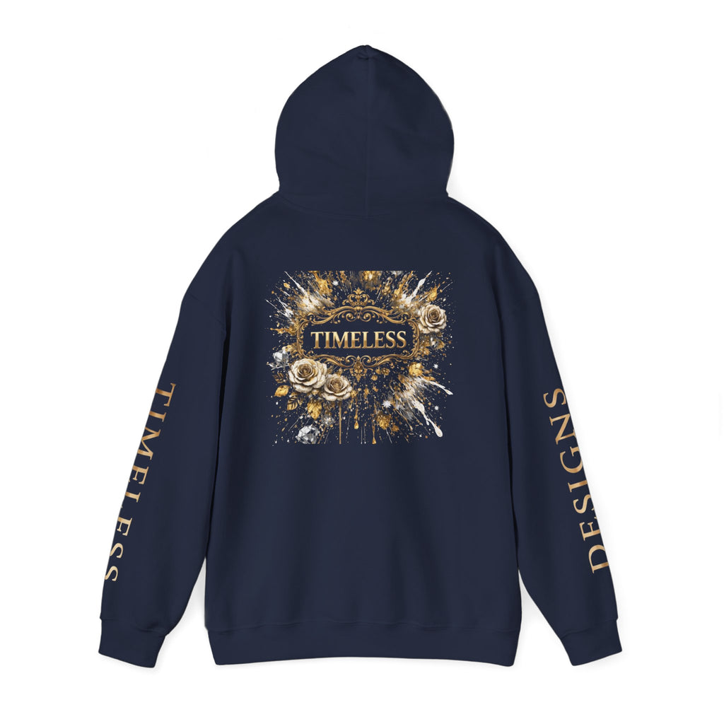 Timeless Floral Crest Hoodie — Elegant Graphic Hooded Sweatshirt