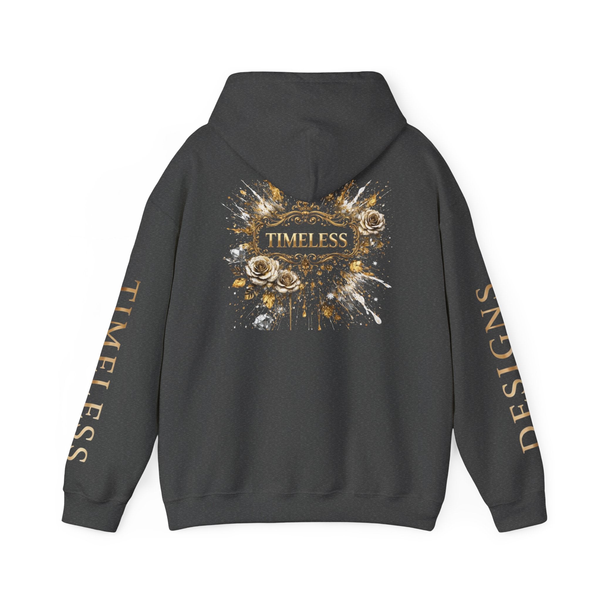 Timeless Floral Crest Hoodie — Elegant Graphic Hooded Sweatshirt