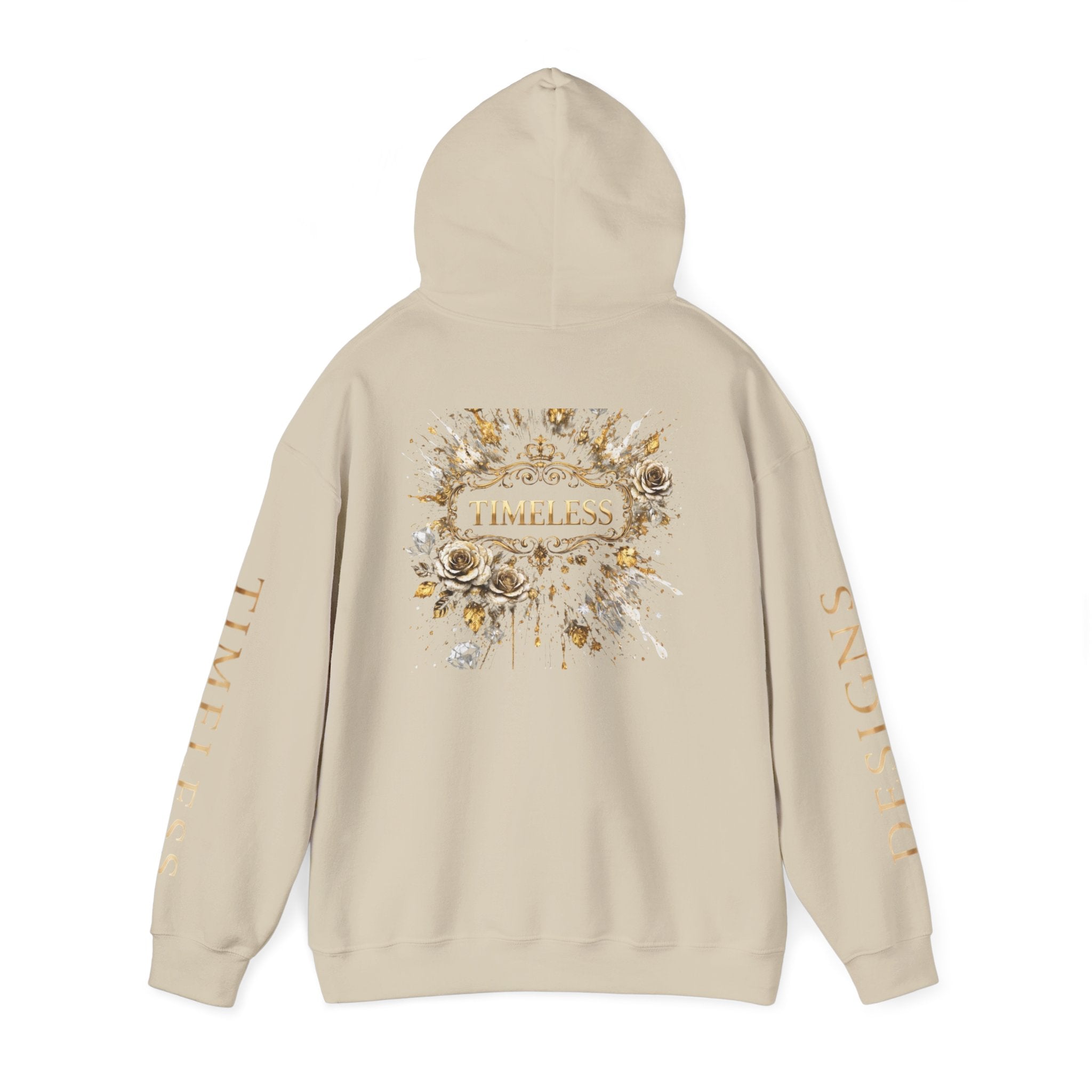 Timeless Floral Crest Hoodie — Elegant Graphic Hooded Sweatshirt