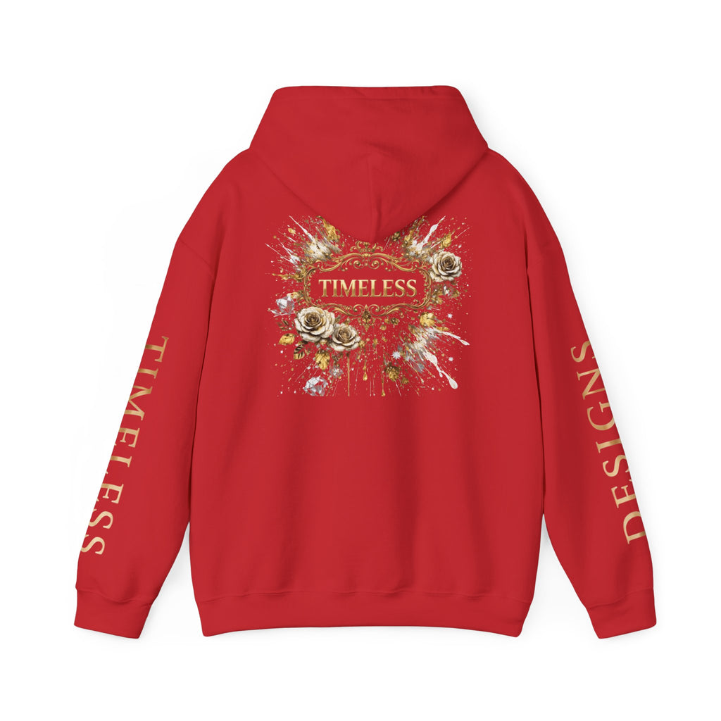 Timeless Floral Crest Hoodie — Elegant Graphic Hooded Sweatshirt