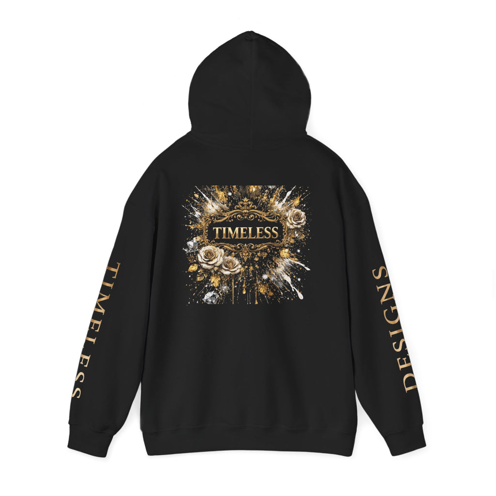 Timeless Floral Crest Hoodie — Elegant Graphic Hooded Sweatshirt