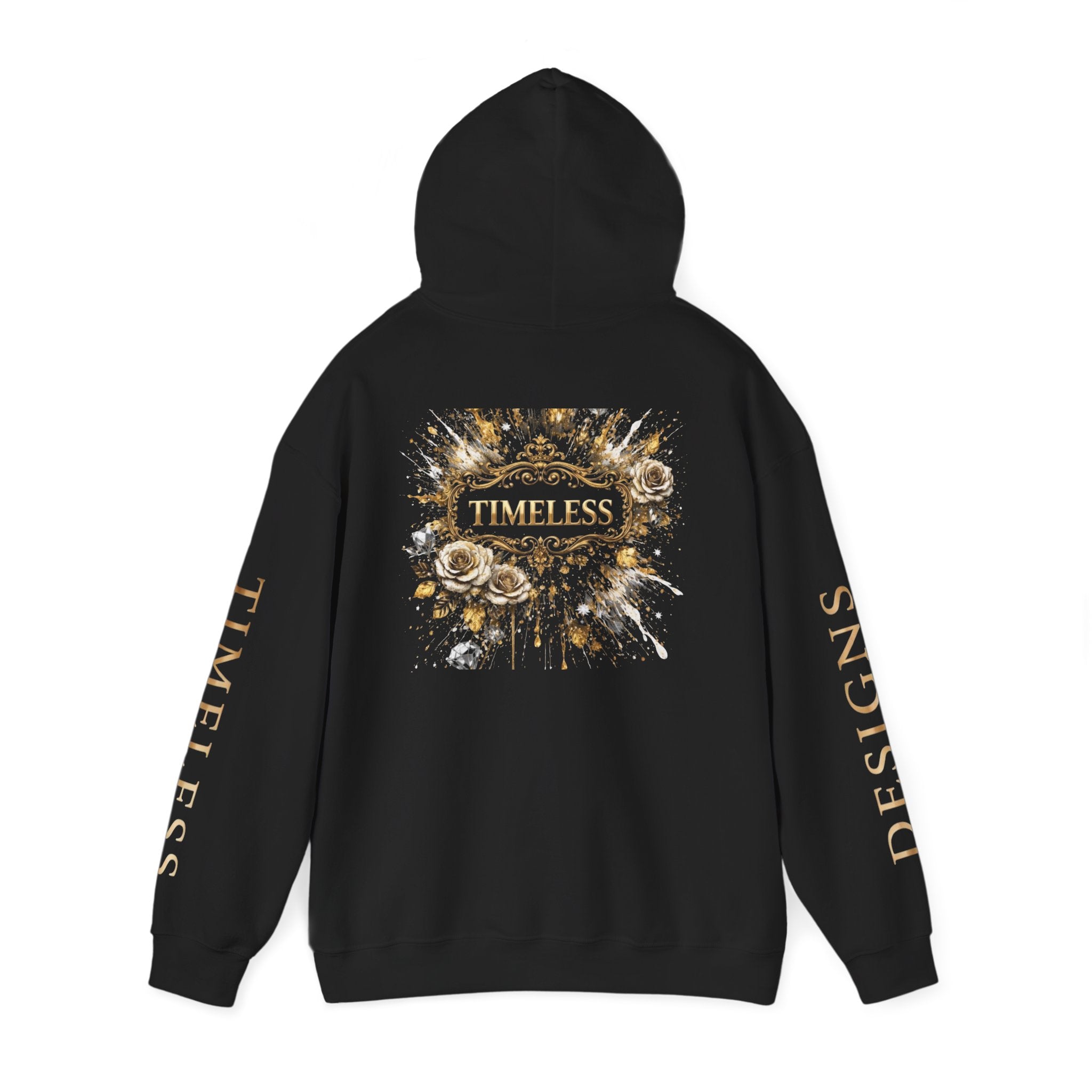 Timeless Floral Crest Hoodie — Elegant Graphic Hooded Sweatshirt