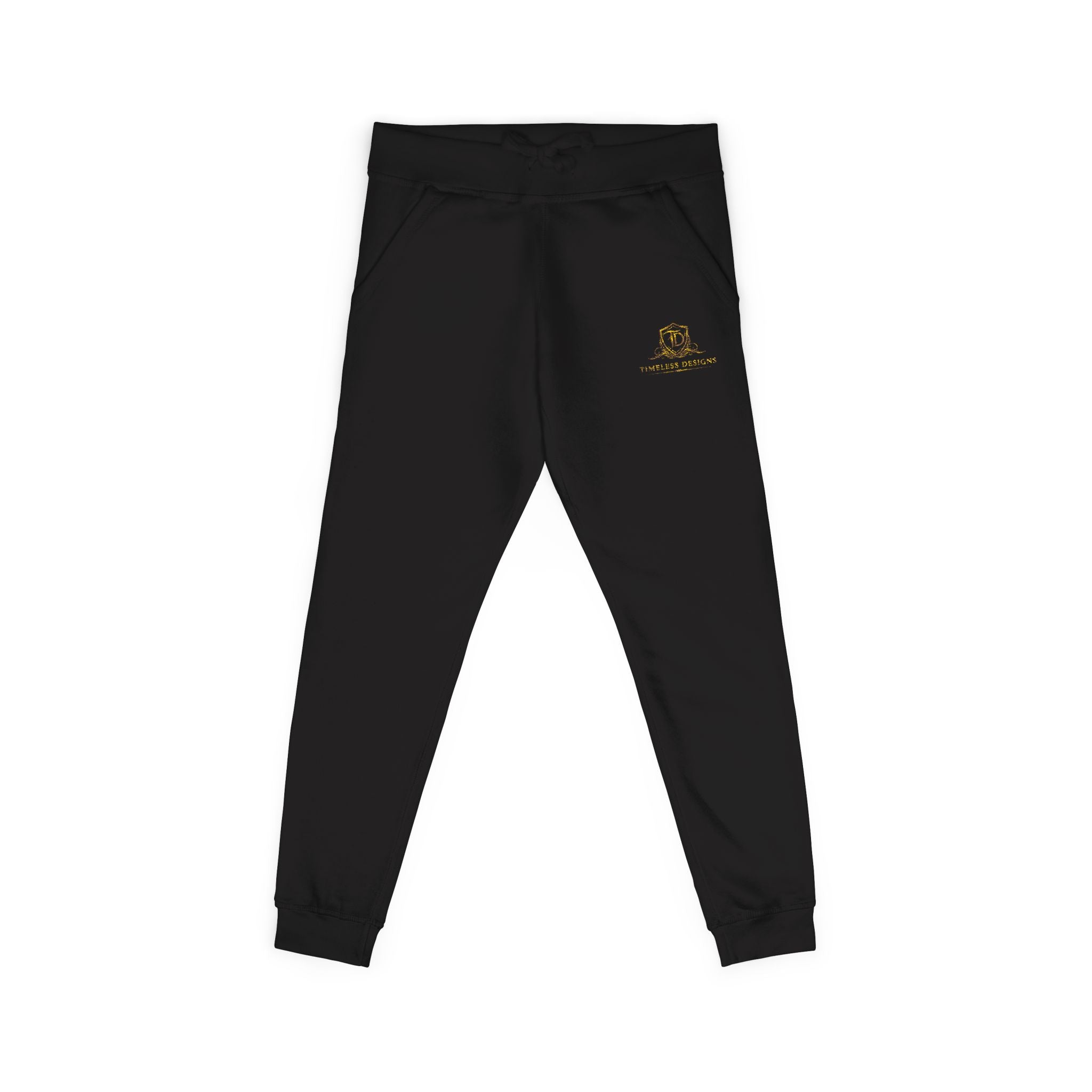 Embroidered Cozy Sweatpants — Minimal Sun Logo Fleece Joggers