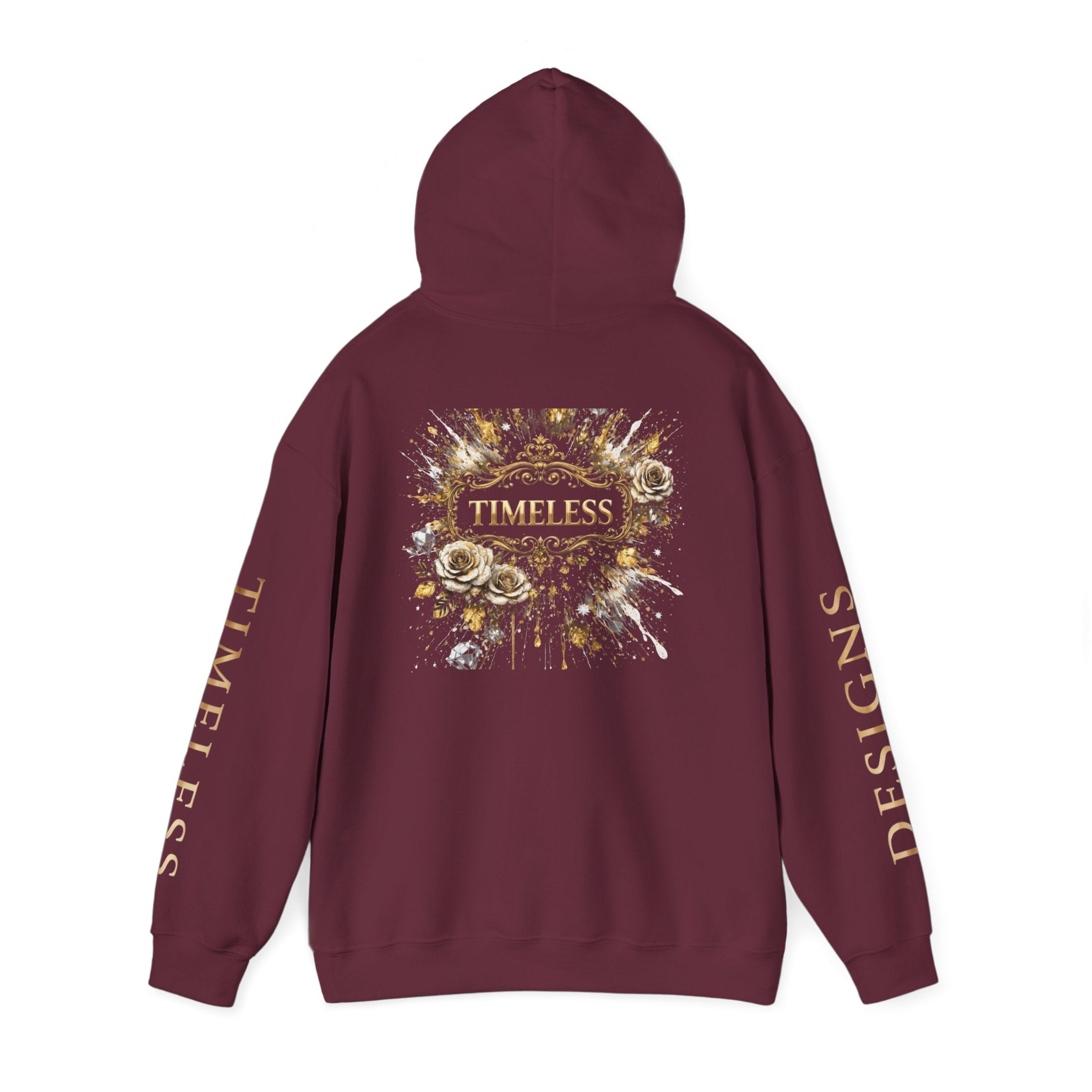 Timeless Floral Crest Hoodie — Elegant Graphic Hooded Sweatshirt