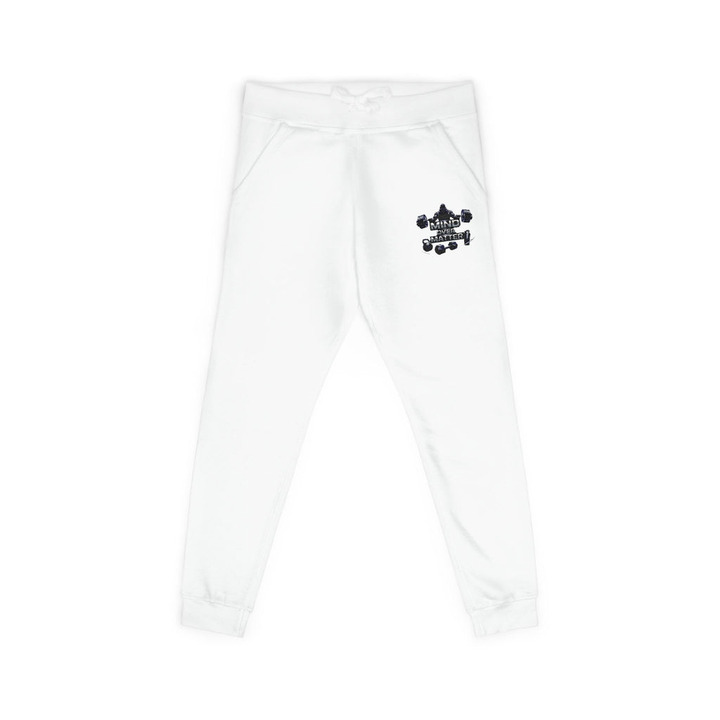 Embroidered Minimal Logo Fleece Sweatpants — Cozy White Joggers