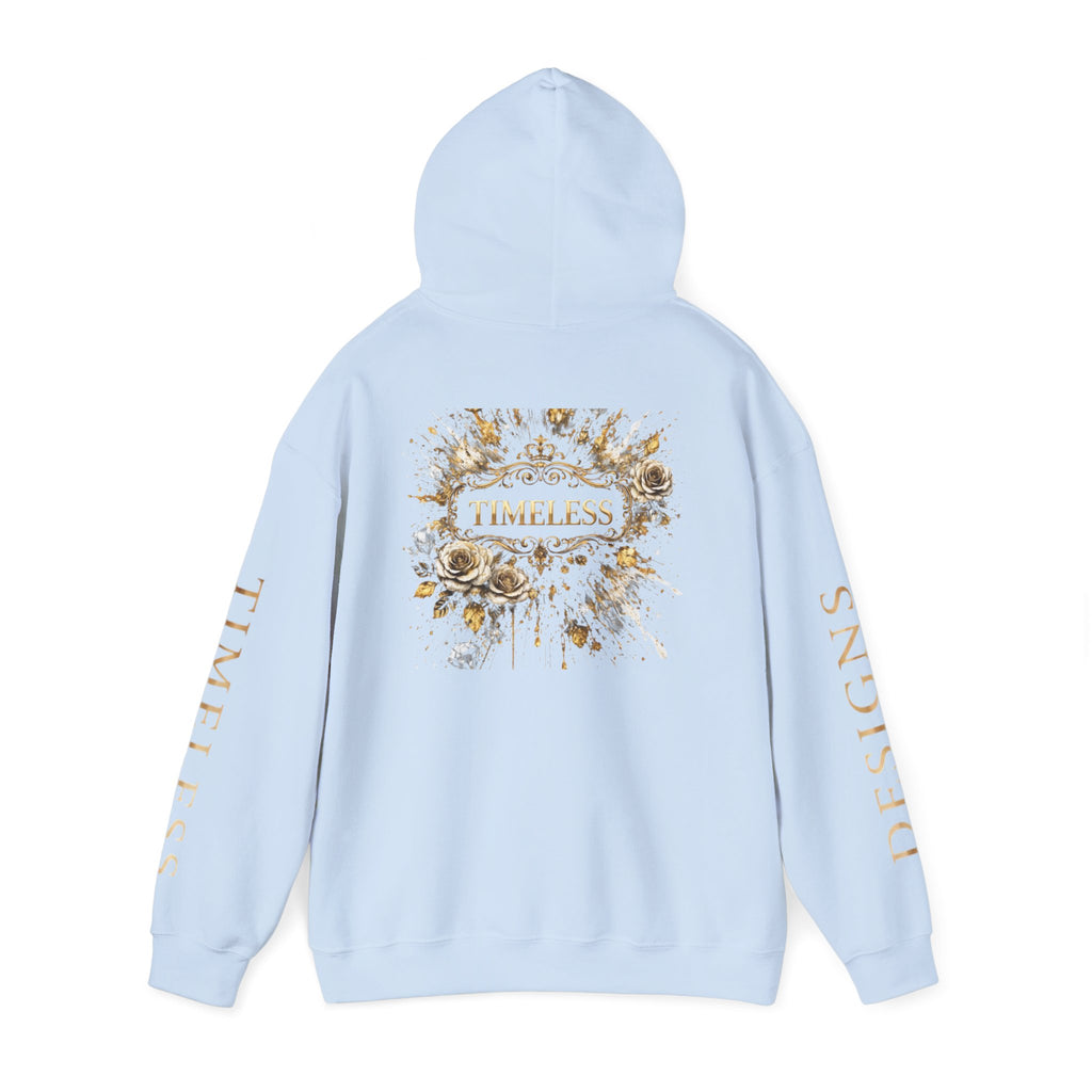Timeless Floral Crest Hoodie — Elegant Graphic Hooded Sweatshirt