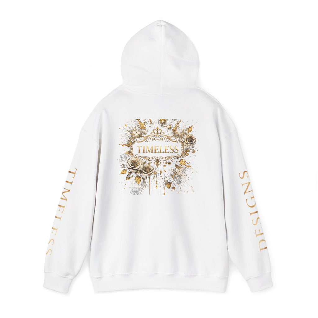 Timeless Floral Crest Hoodie — Elegant Graphic Hooded Sweatshirt