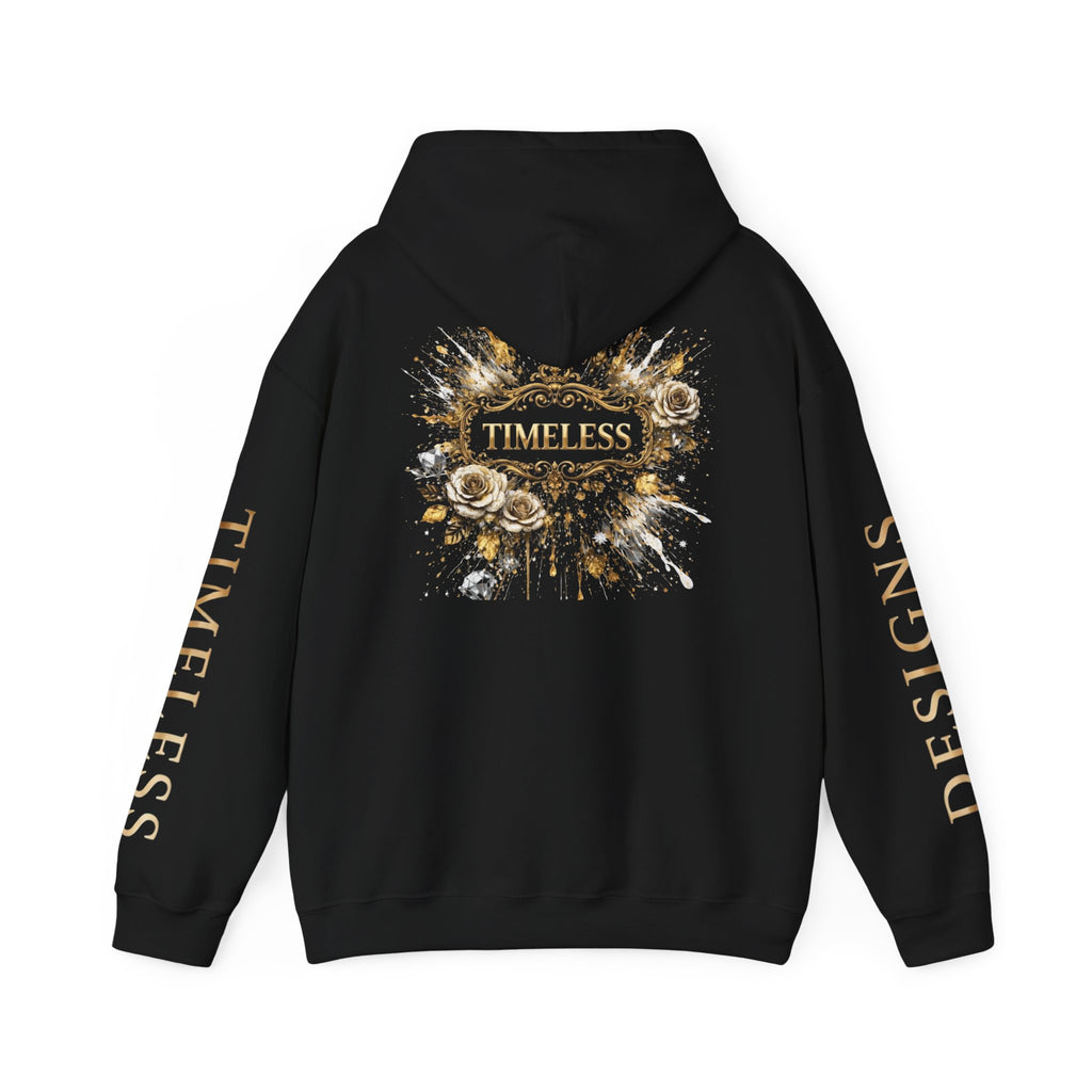 Timeless Floral Crest Hoodie — Elegant Graphic Hooded Sweatshirt