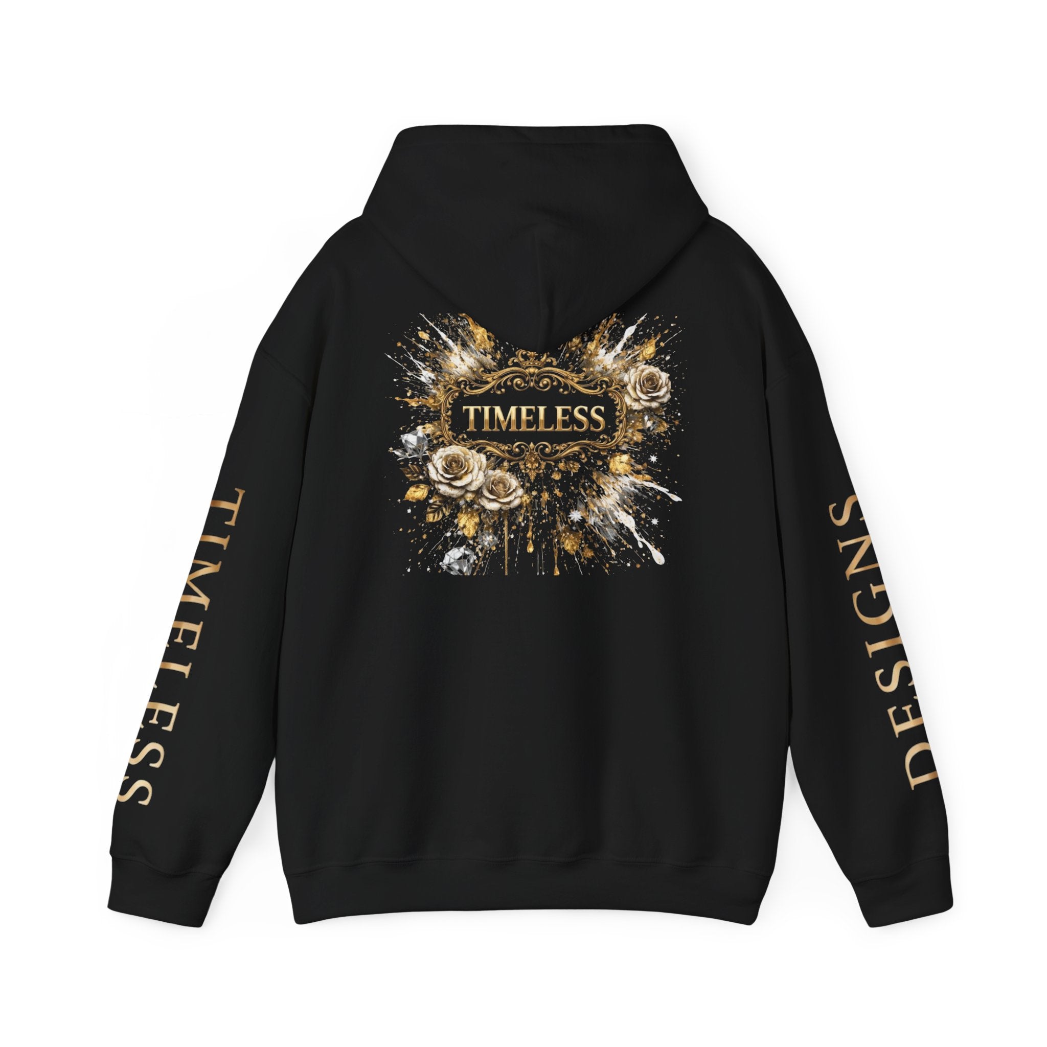 Timeless Floral Crest Hoodie — Elegant Graphic Hooded Sweatshirt