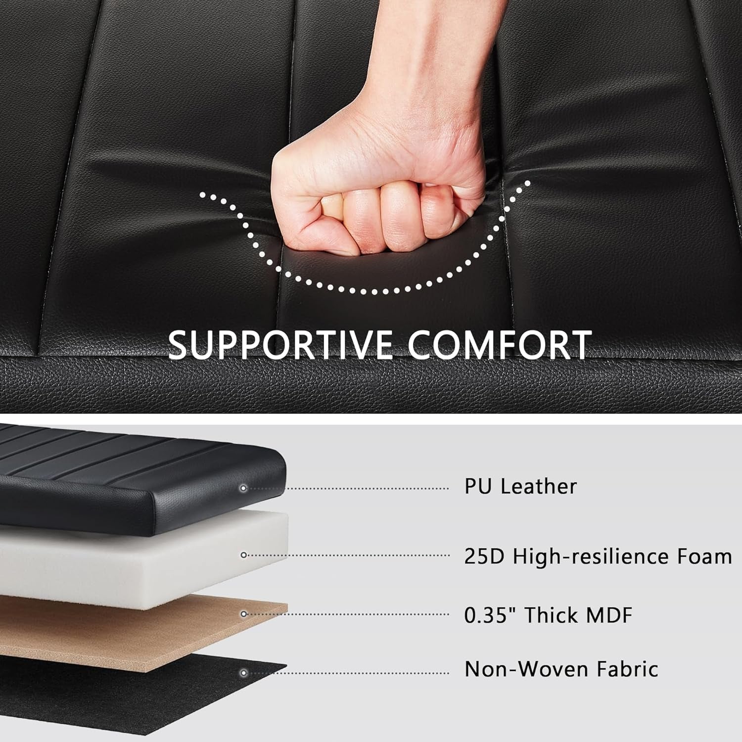 Black 44.5-Inch Storage Ottoman With Premium Gas Spring