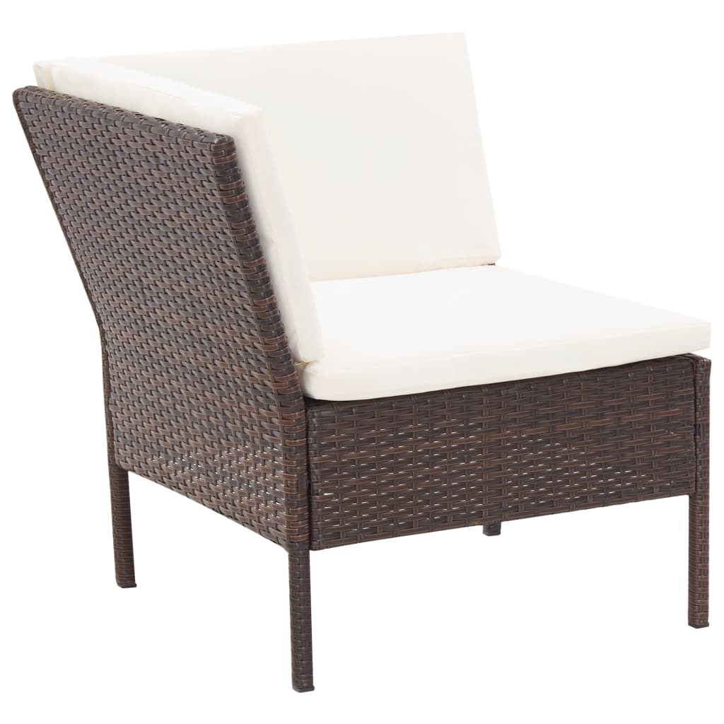 NNEVL 3 Piece Garden Lounge Set with Cushions Poly Rattan Brown
