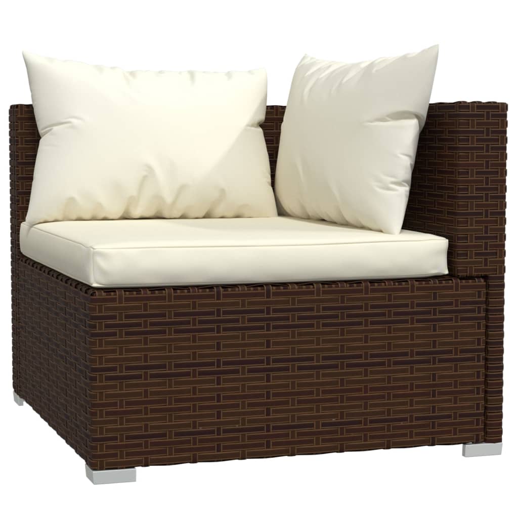 NNEVL 9 Piece Garden Lounge Set with Cushions Poly Rattan Brown