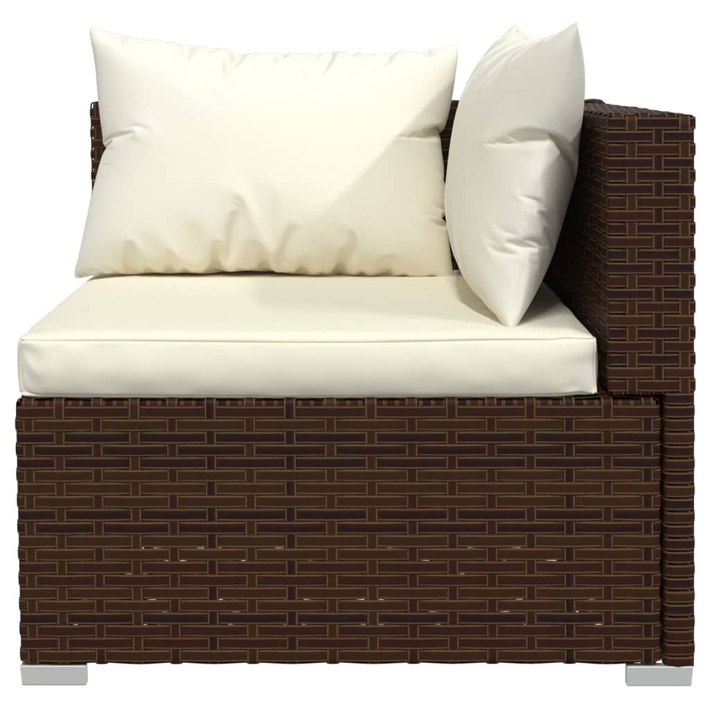 NNEVL 9 Piece Garden Lounge Set with Cushions Poly Rattan Brown
