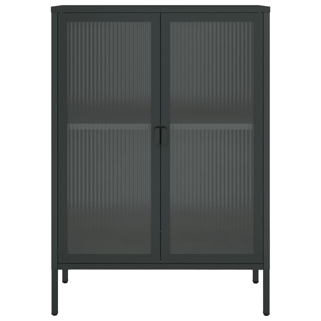 vidaXL Sideboard Black 29.5"x13.8"x41.3" Glass and Steel