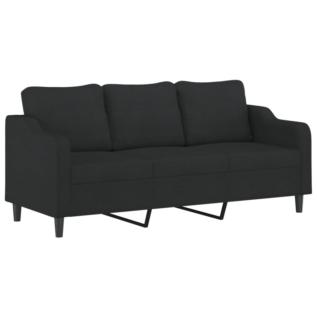 vidaXL 3 Piece Sofa Set with Cushions Black Fabric