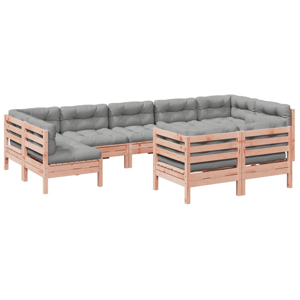 NNEVL 9 Piece Garden Sofa Set with Cushions Solid Wood Douglas Fir