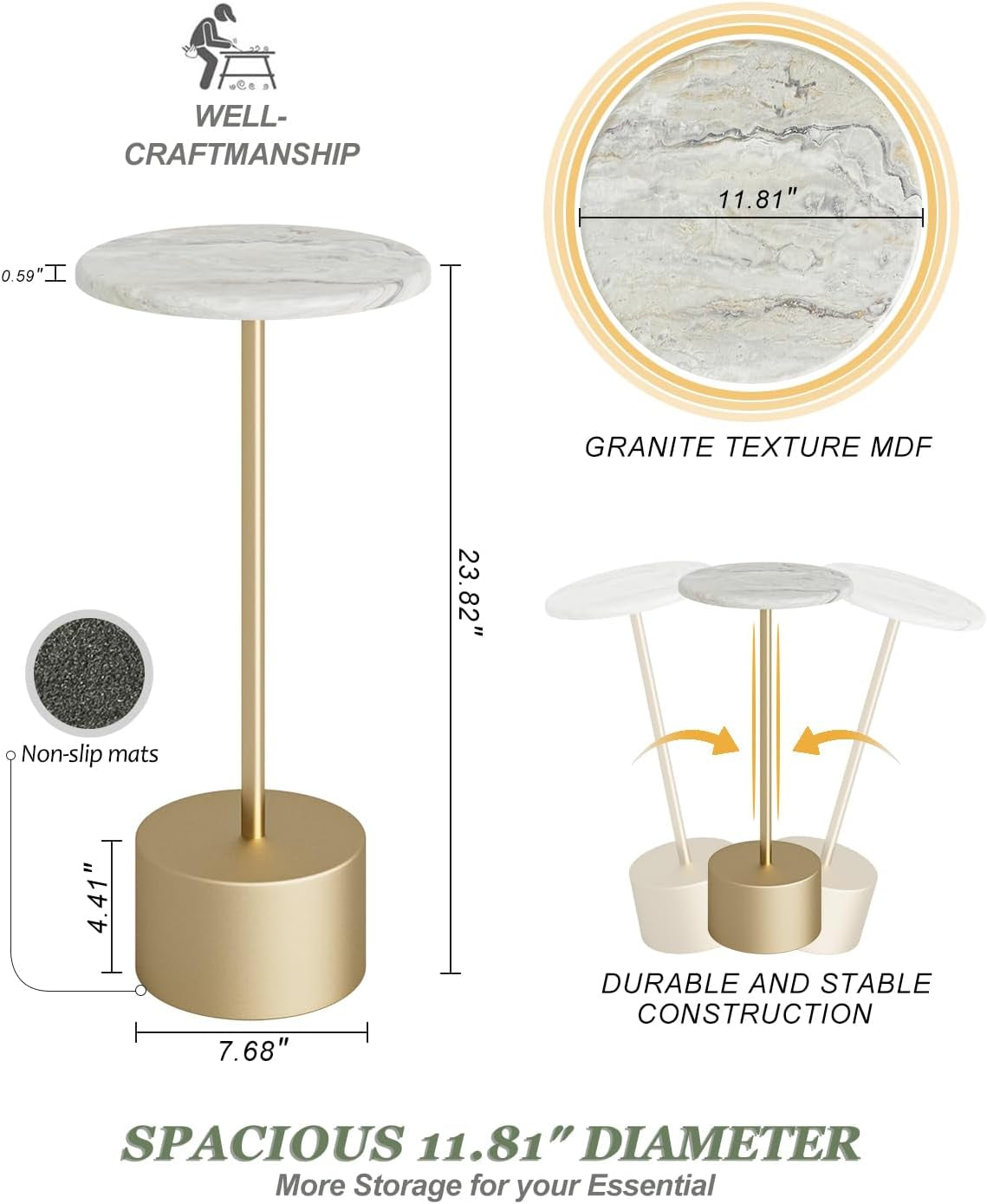 Gold Contemporary Pedestal Cocktail Table For Living