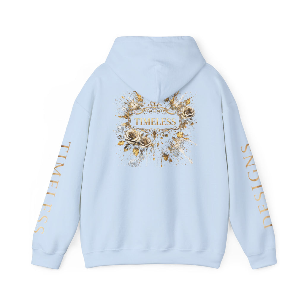Timeless Floral Crest Hoodie — Elegant Graphic Hooded Sweatshirt