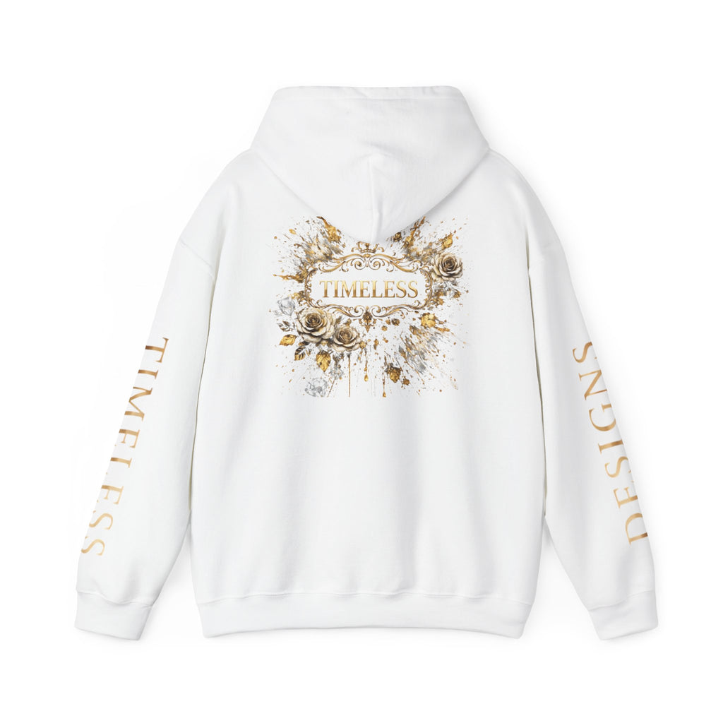 Timeless Floral Crest Hoodie — Elegant Graphic Hooded Sweatshirt