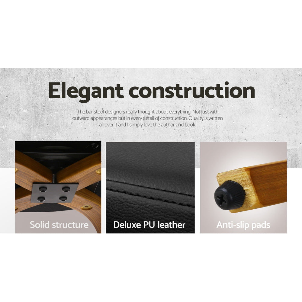 NNEDSZ Set of 4 Walnut Wood Bar Stools - Black and Brown