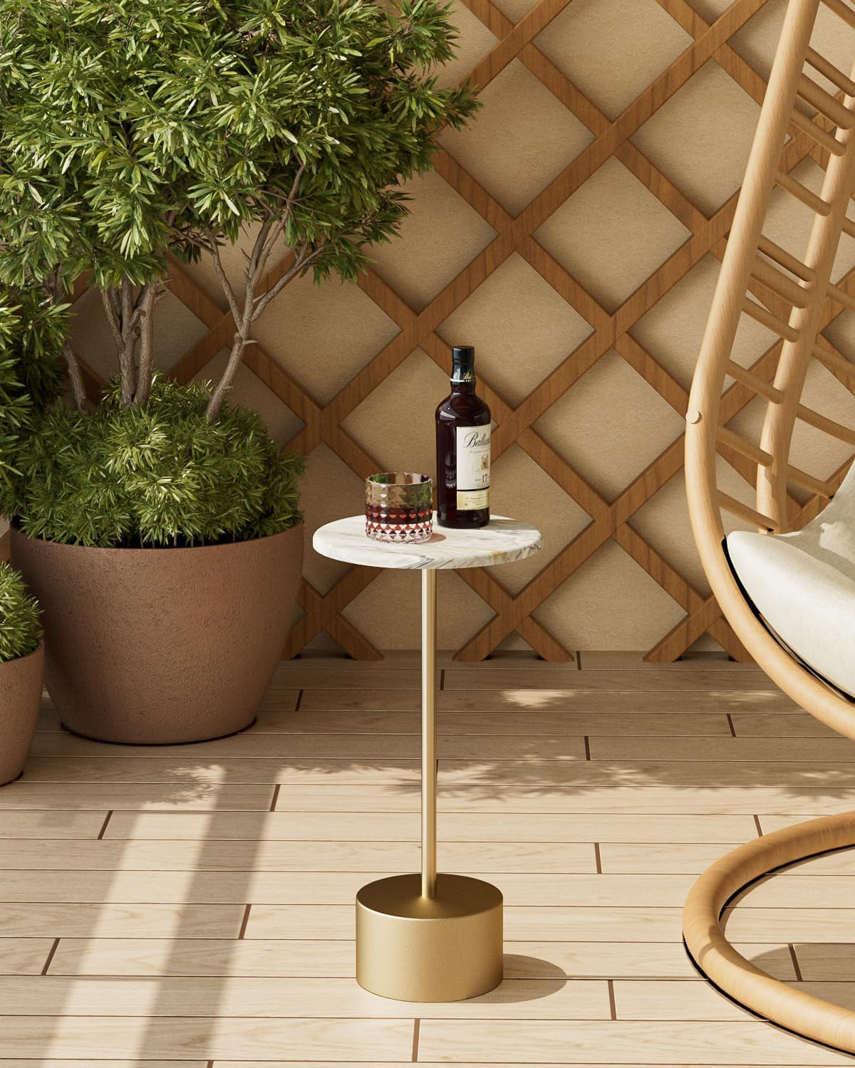 Gold Contemporary Pedestal Cocktail Table For Living